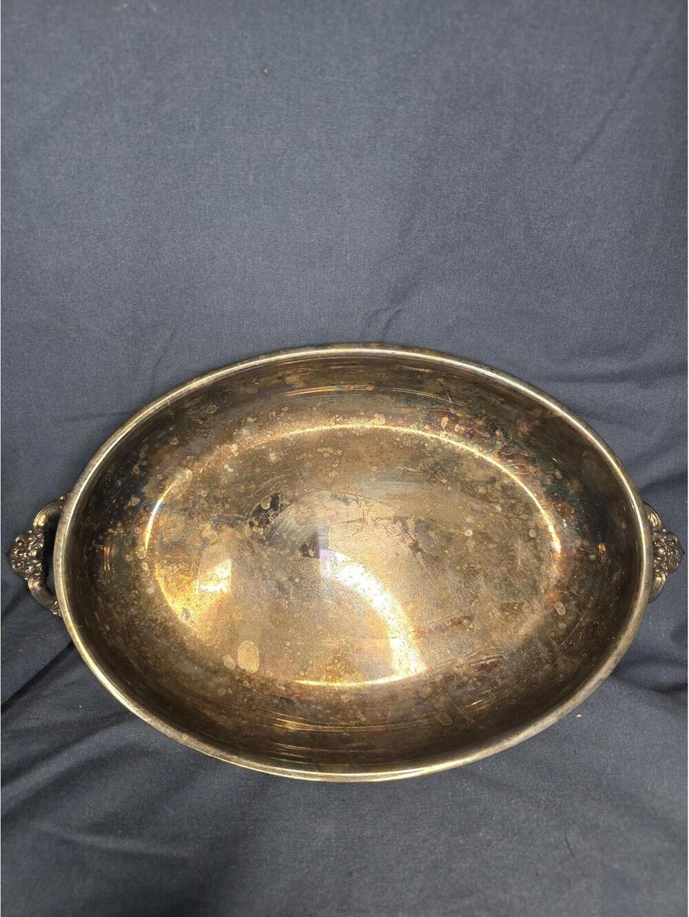 Vintage Decorative Silver Plated Serving Bowl with Ornate Handles